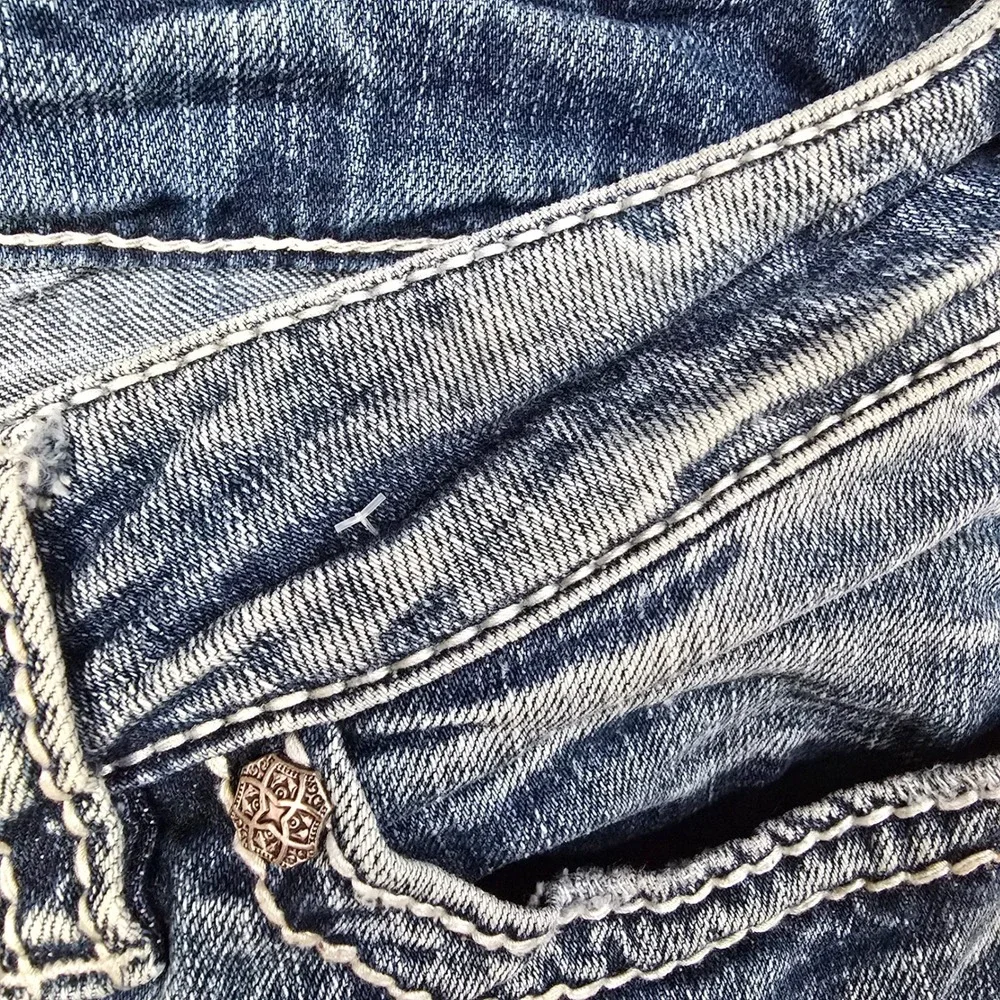 Silver Jeans Co Suki Mid Slim Bootcut Blue Denim Braided Seam W30 L33